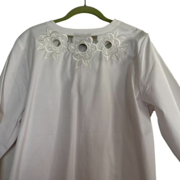 Bob Mackie Womens Size Large NEW 3/4 Sleeve White Embroidered Cut-Out Jacket - Picture 5 of 9